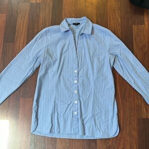 light blue white striped cooled button down ann taylor